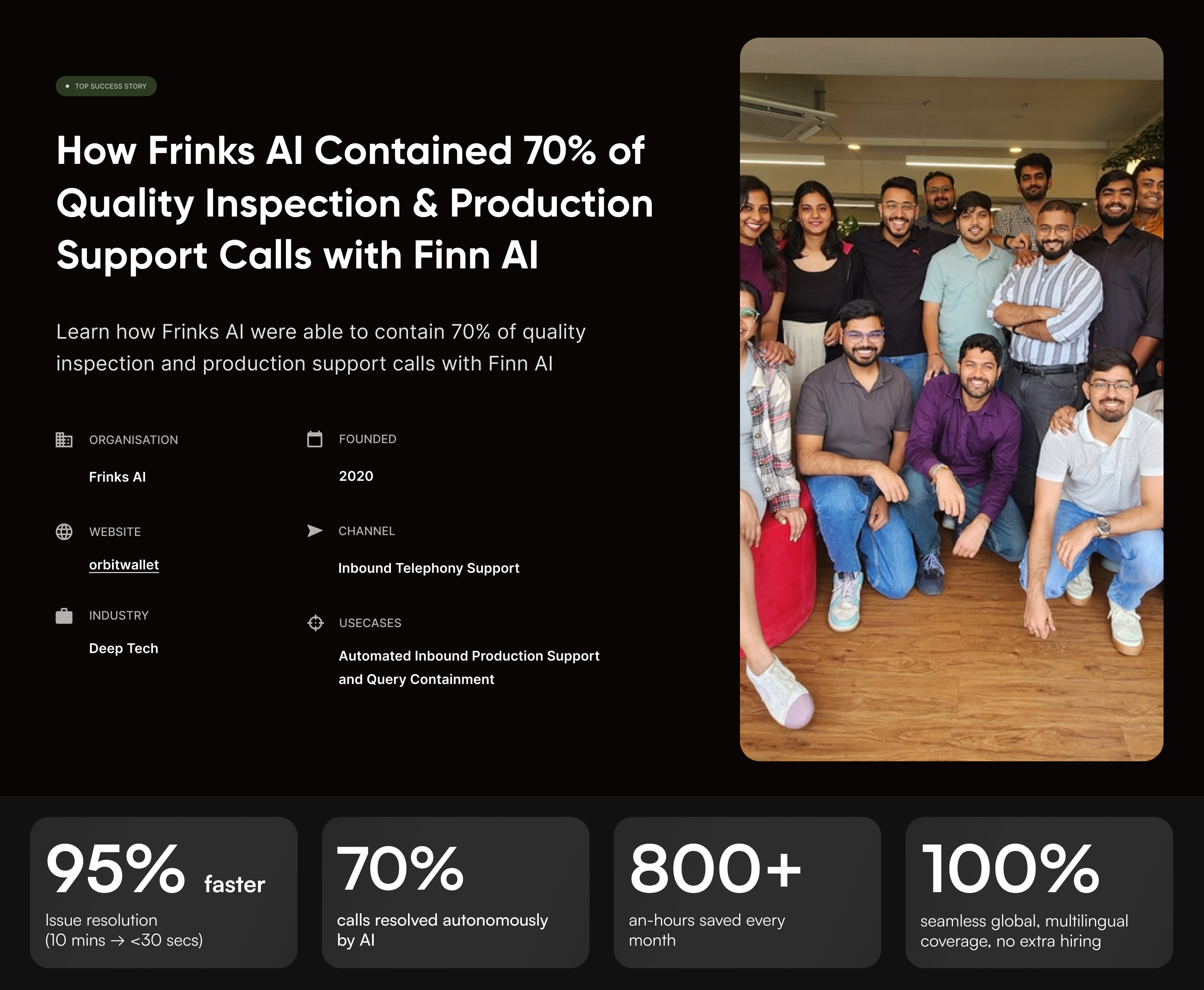 How Frinks AI Contained 70% of Quality Inspection & Production Support Calls with Finn