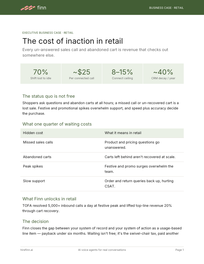 Cost of inaction in retail — executive business case