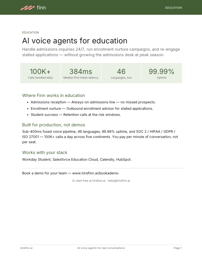 AI voice agents for education — one-pager