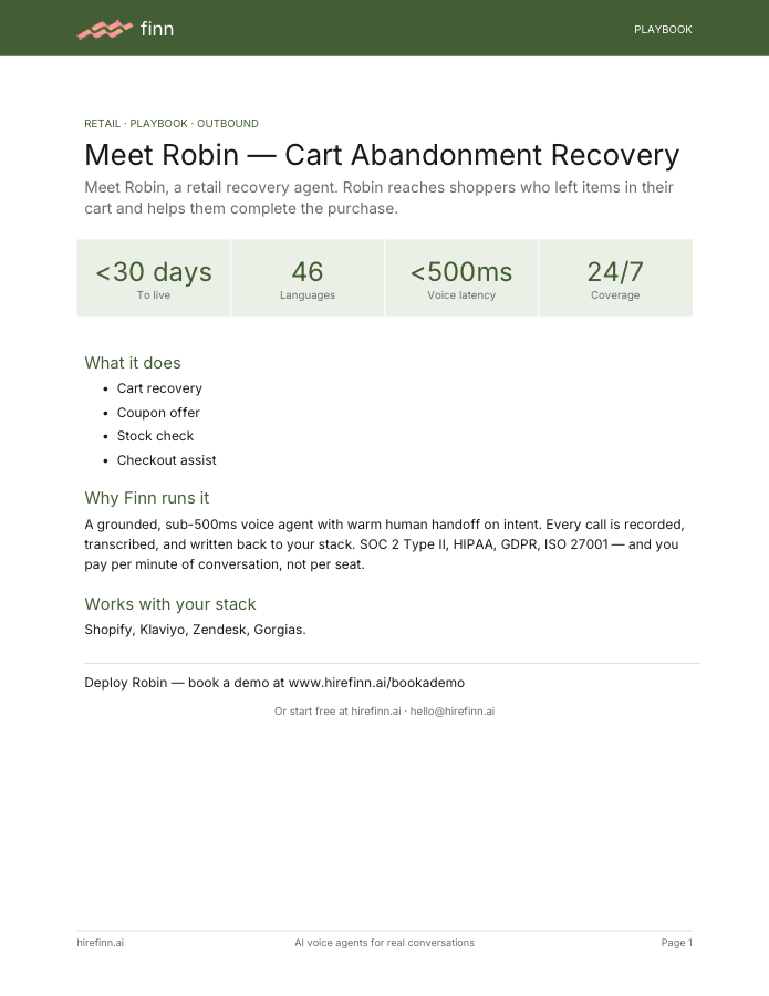 Cart Abandonment Recovery — Robin (playbook)