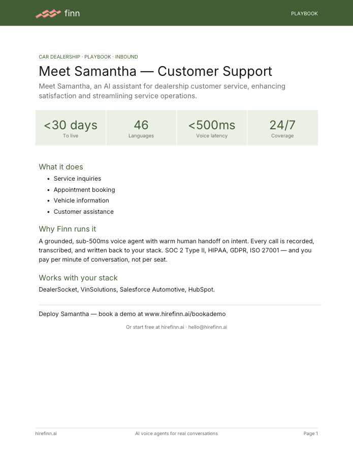 Customer Support — Samantha (playbook)