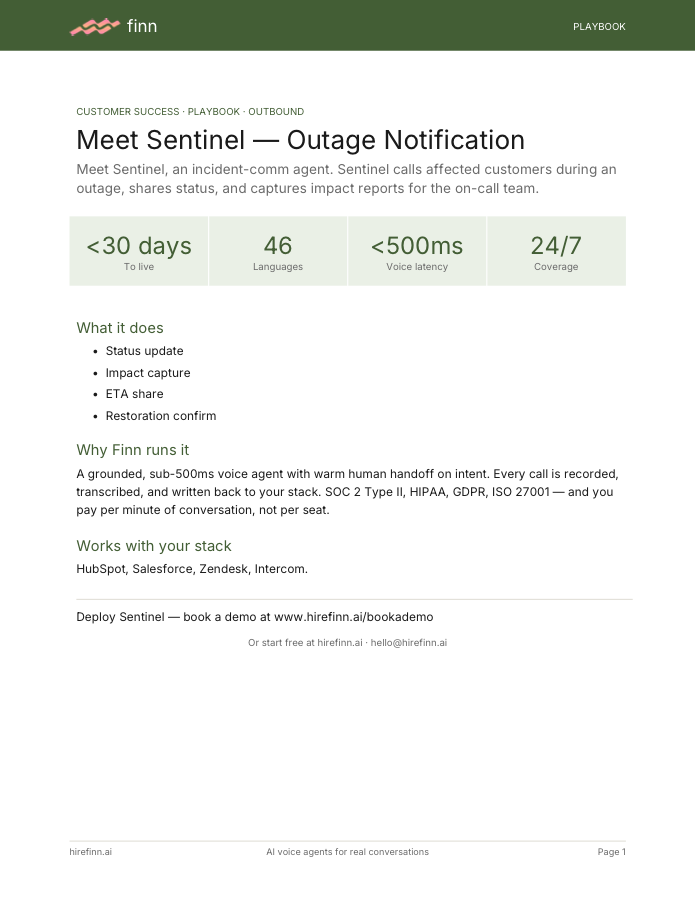 Outage Notification — Sentinel (playbook)