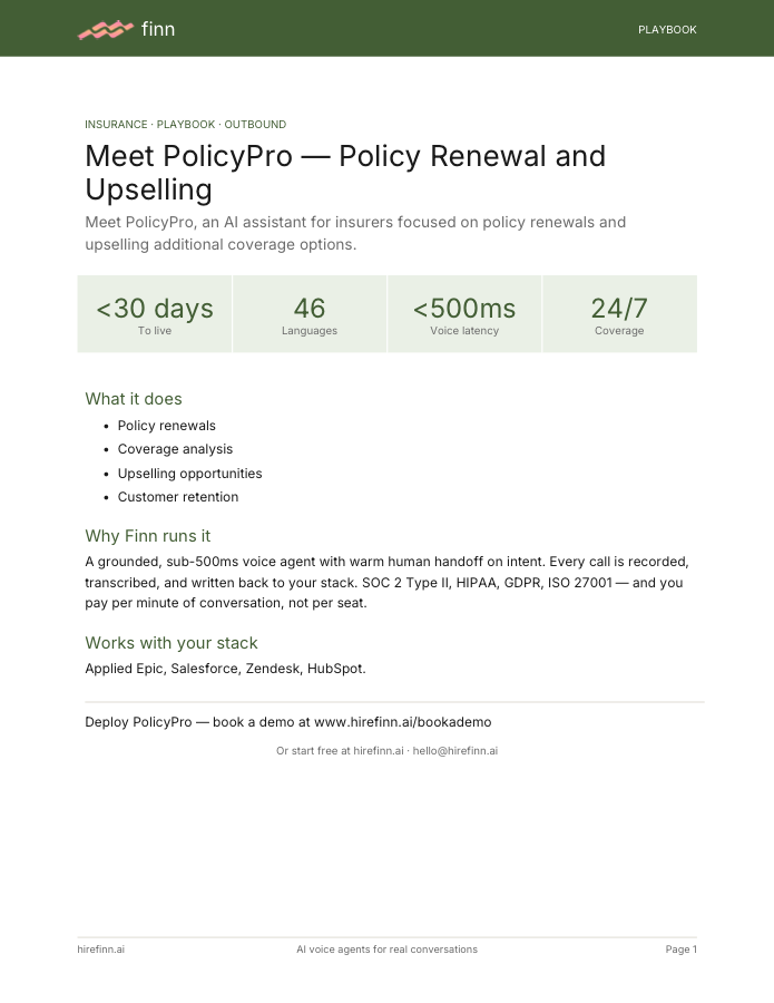 Policy Renewal and Upselling — PolicyPro (playbook)
