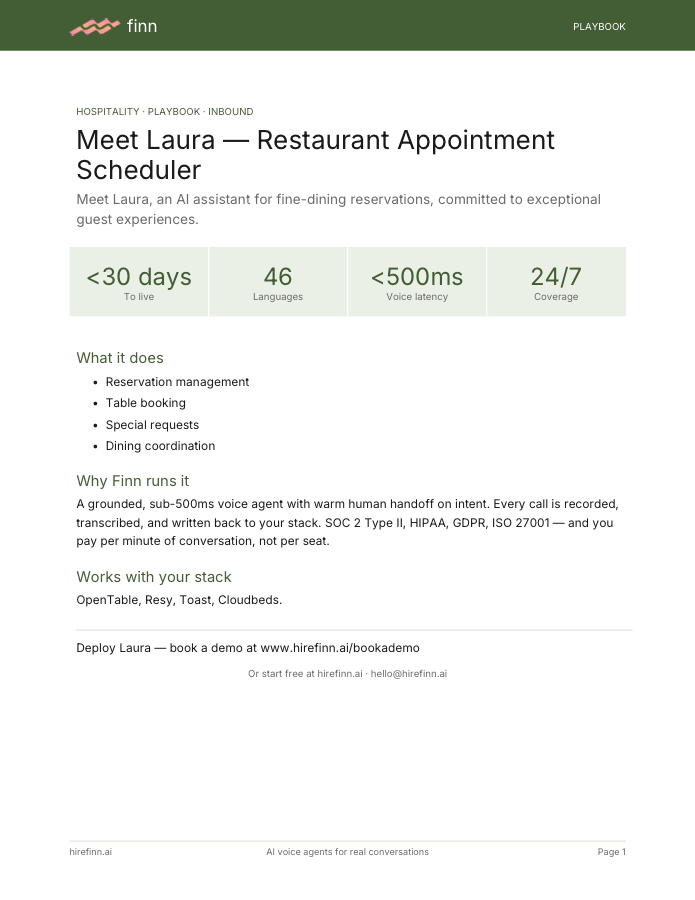 Restaurant Appointment Scheduler — Laura (playbook)