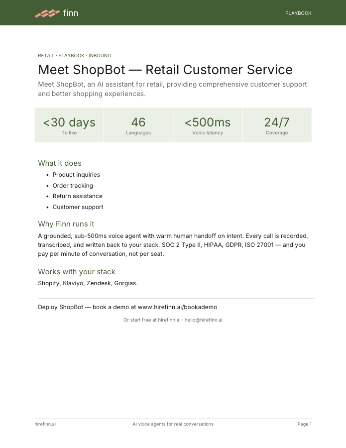 Retail Customer Service — ShopBot (playbook)