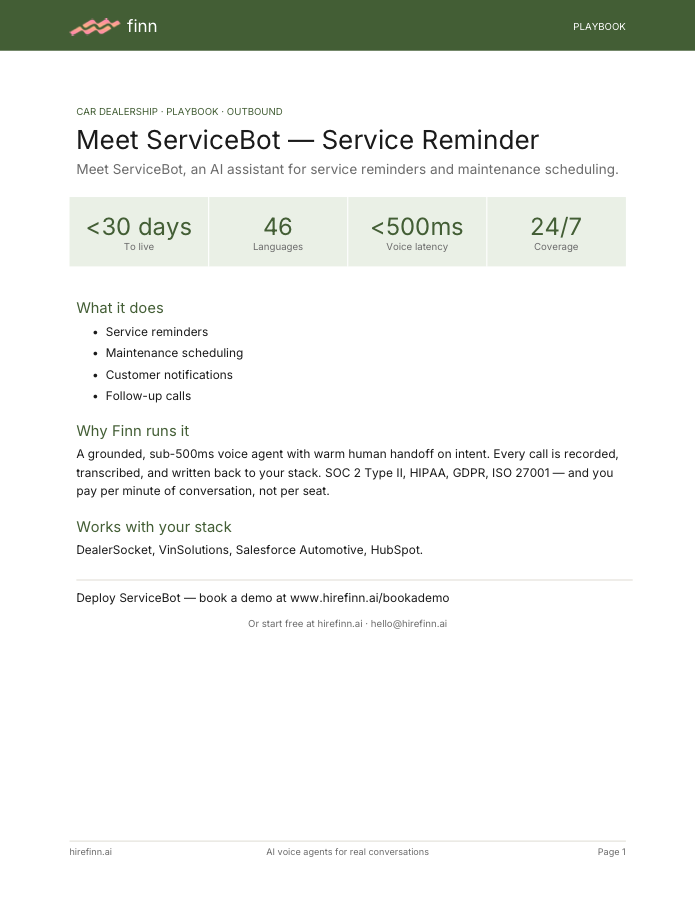 Service Reminder — ServiceBot (playbook)