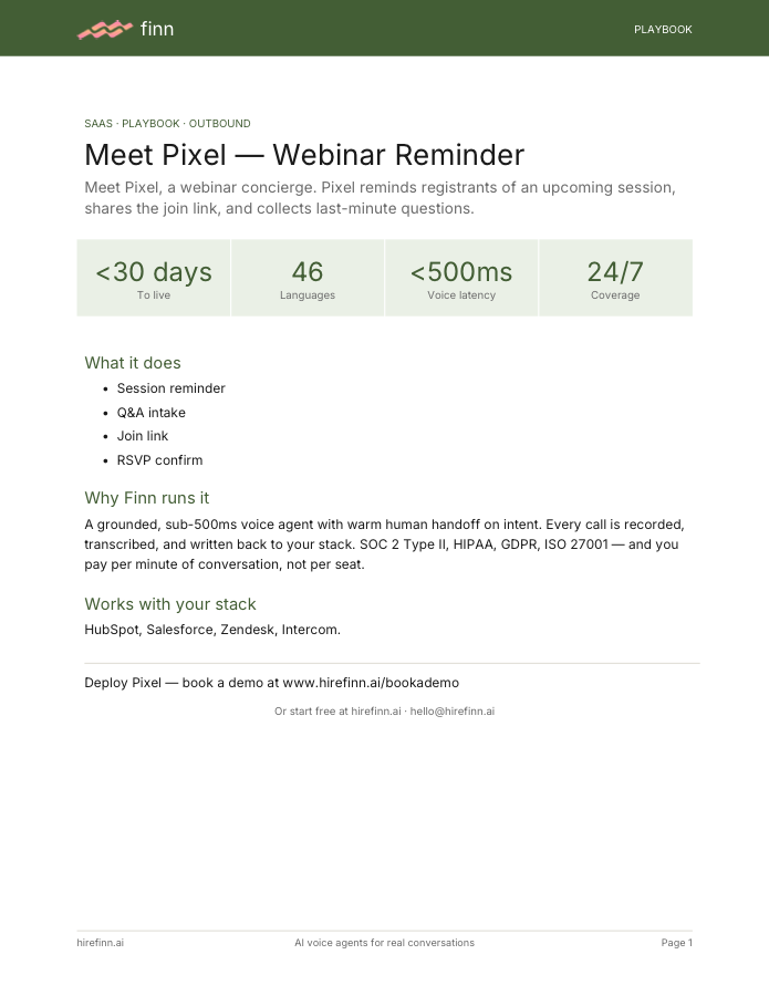 Webinar Reminder — Pixel (playbook)