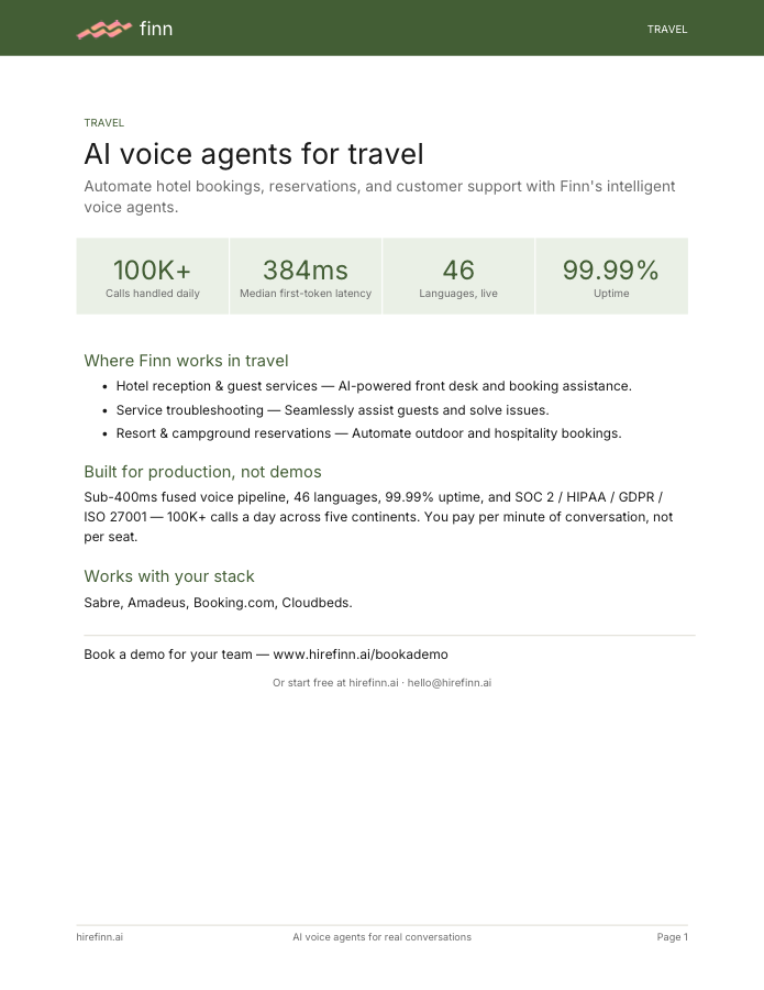 AI voice agents for travel — one-pager
